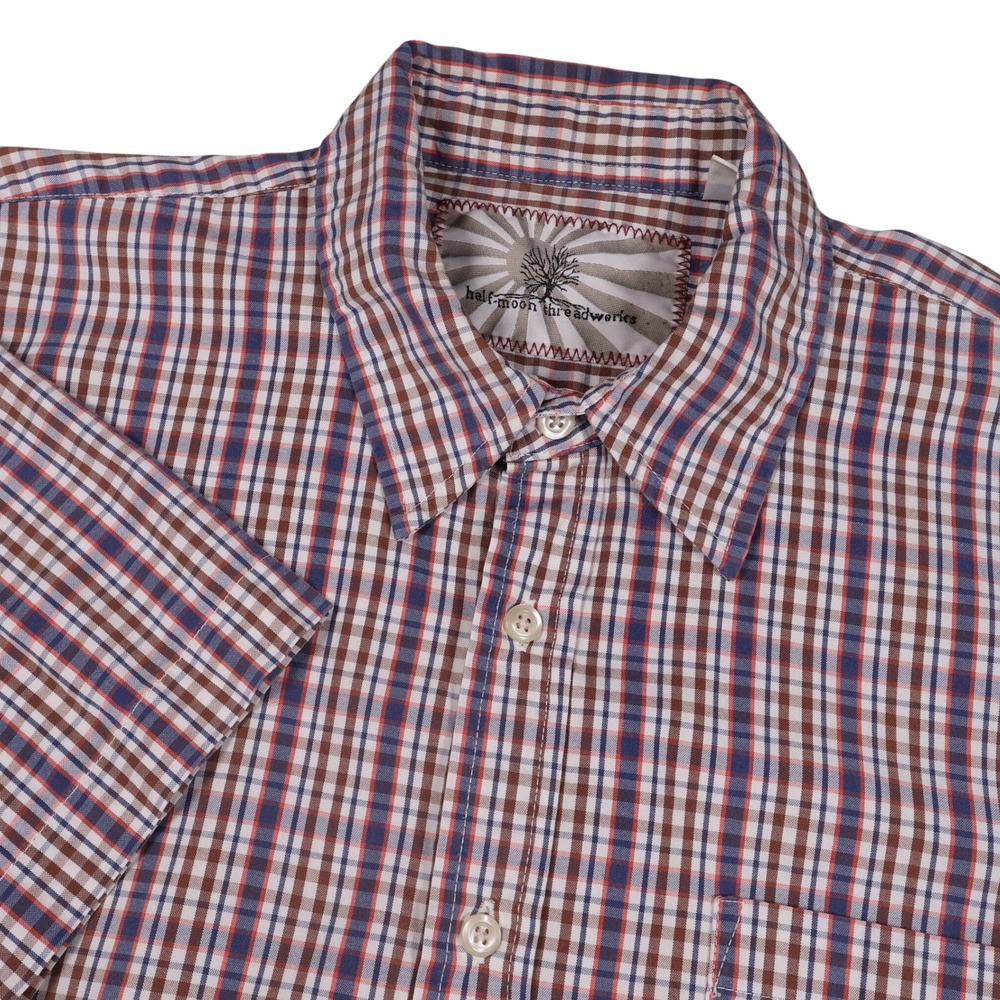 Half Moon Outfitters Threadworks Plaid Shirt Short Sleeve‎ Button Up Mens Large
